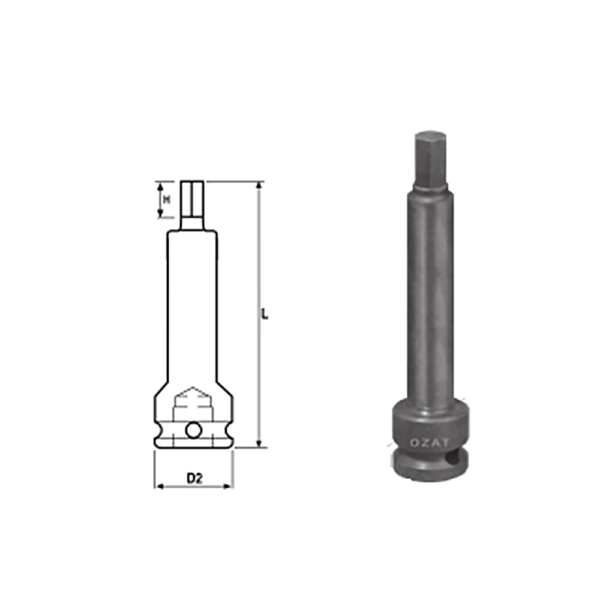 IMMAGINE 1 SQ DRIVE ONE PART INHEX DRIVER LONG 150 MM 1 Soluzioni per la rivendita professionale e industriale The best quality of a screwing compass can be found in the ability to withstand the greatest number of impact blows generated by the tools, by the precision with which the coupling between the exit shaft of the screwdriver and the drive (square drive) of the compass and the quality of the material in which the compass is made. The OZAT compasses by Airtechnology are made with special processes that combine the traditional electroerosions in a special chemical bath. This process gives the bushes characteristics of resistance to wear and strength to use unique in the market.