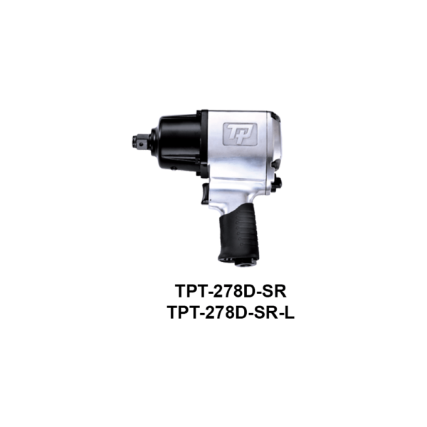 TPT 278D SR Soluzioni per la rivendita professionale e industriale The use of the latest technologies and materials, such as the composite material or aluminum structure, and the high power capacity make the impact tools of the TPT professional power tools series the best in every class. Our versatile line offers different torque transmission technologies, from the classic mono and double hammer, to the docking dog system to the latest patented Machoneer system capable of transmitting the highest power on the market today with a noise level of only 85 Dba for use in accordance with of law even in closed environments A complete range of tools from 3/8 "to 1" -1/2 both in aluminum and in composite material, offer a wide choice of use and versatility of use