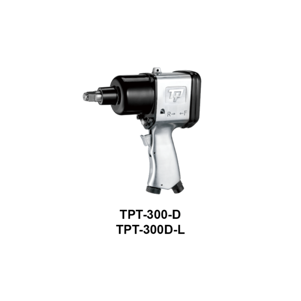 TPT 300 D Soluzioni per la rivendita professionale e industriale The use of the latest technologies and materials, such as the composite material or aluminum structure, and the high power capacity make the impact tools of the TPT professional power tools series the best in every class. Our versatile line offers different torque transmission technologies, from the classic mono and double hammer, to the docking dog system to the latest patented Machoneer system capable of transmitting the highest power on the market today with a noise level of only 85 Dba for use in accordance with of law even in closed environments A complete range of tools from 3/8 "to 1" -1/2 both in aluminum and in composite material, offer a wide choice of use and versatility of use