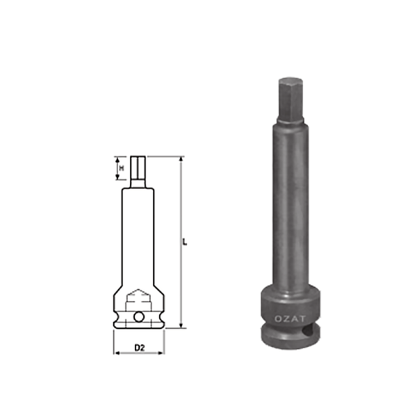 IMMAGINE 1 2 INHEX DRIVER 100 MM LONG 1 Soluzioni per la rivendita professionale e industriale The best quality of a screwing compass can be found in the ability to withstand the greatest number of impact blows generated by the tools, by the precision with which the coupling between the exit shaft of the screwdriver and the drive (square drive) of the compass and the quality of the material in which the compass is made. The OZAT compasses by Airtechnology are made with special processes that combine the traditional electroerosions in a special chemical bath. This process gives the bushes characteristics of resistance to wear and strength to use unique in the market.