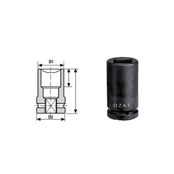 IMMAGINE 1 2 SQ DRIVE 4 POINTS IMPACT SOCKETS 1 Soluzioni per la rivendita professionale e industriale The best quality of a screwing compass can be found in the ability to withstand the greatest number of impact blows generated by the tools, by the precision with which the coupling between the exit shaft of the screwdriver and the drive (square drive) of the compass and the quality of the material in which the compass is made. The OZAT compasses by Airtechnology are made with special processes that combine the traditional electroerosions in a special chemical bath. This process gives the bushes characteristics of resistance to wear and strength to use unique in the market.