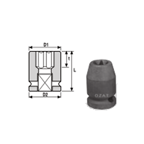 IMMAGINE 3 8 IMPACKT SOCKET FOR TORX FASTNER 1 Soluzioni per la rivendita professionale e industriale The best quality of a screwing bush is found in the ability to withstand the greatest number of impact hits generated by the tools, the precision with which the coupling between the screwdriver's output shaft and the drive (square attack) of the socket and the quality of the material in which the socket is made. Airtechnology OZAT sockets are also made with special processes that combine traditional EDM in a special chemical bath. This process gives the sockets characteristics of wear resistance and strength that are unique in the market.